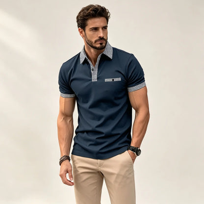 💥👔【S-3XL】Pánske polo tričko s farebnými blokmi a zapínaním na gombíky – pohodlné a priedušné