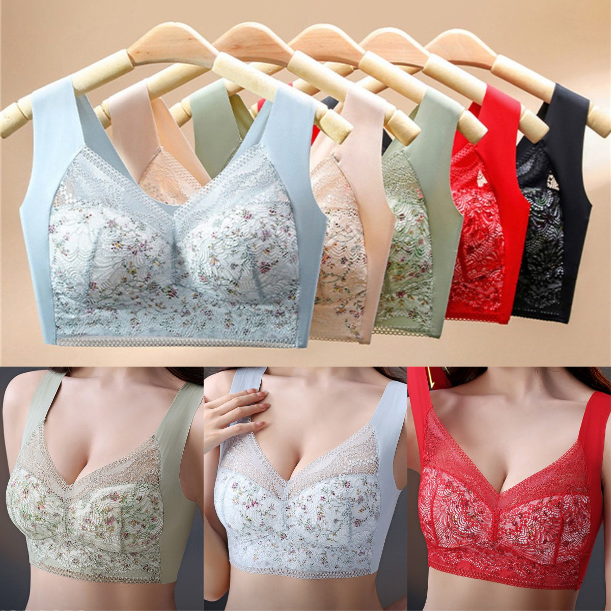 🎁✨【Plačilo ob dostavi】【Komplet 3 kosov】💕🎁 Brezšivni modrček iz ledene svile, plus velikosti, zračen, nastavljiv【40 kg–100 kg】