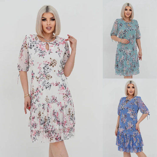 ✨🔥【Nowy styl lata】【S-5XL】2025 elegancka moda świeży styl pasterski romantyczna kwiatowa sukienka z szyfonu
