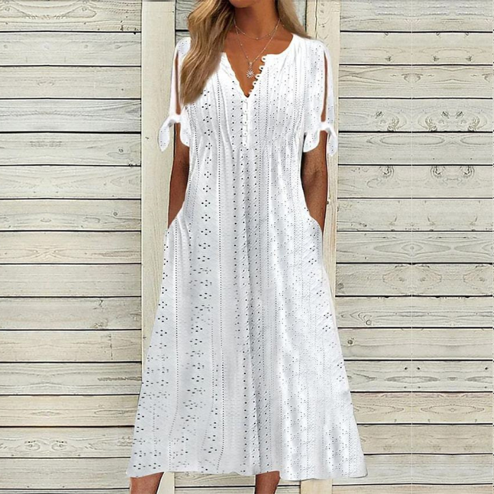 🔥👗【Ograniczona czasowo wyprzedaż】【S-5XL】✨Nowa prosta i piękna sukienka w jednolitym kolorze 2025