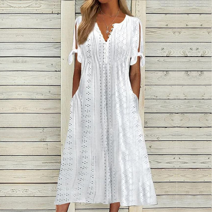 🔥👗【Ograniczona czasowo wyprzedaż】【S-5XL】✨Nowa prosta i piękna sukienka w jednolitym kolorze 2025