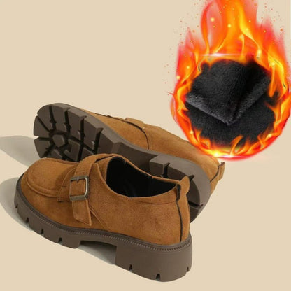 🔥✨【35-40】Nowe zimowe damskie skórzane buty z grubą podeszwą, modne i eleganckie, aksamitne do wyboru