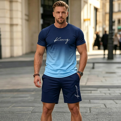 ✨【Pago contra entrega】Conjunto deportivo de verano de 2 piezas para hombre: cómoda camiseta de manga corta y pantalones cortos para uso diario y en casa.✅️Pago contra entrega