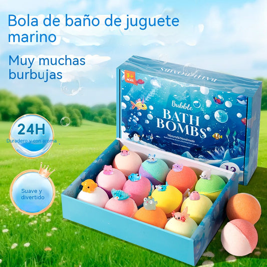 🛀💕12 piezas de bolas de sales de baño con forma de animales marinos (50 g/bola) para niños.