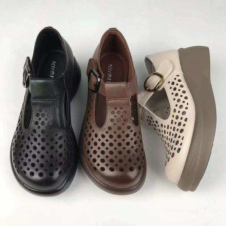 😍 Precio más bajo por tiempo limitado 👡 Zapatos casuales con estilo, con diseño calado y suela suave, hechos de cuero genuino.