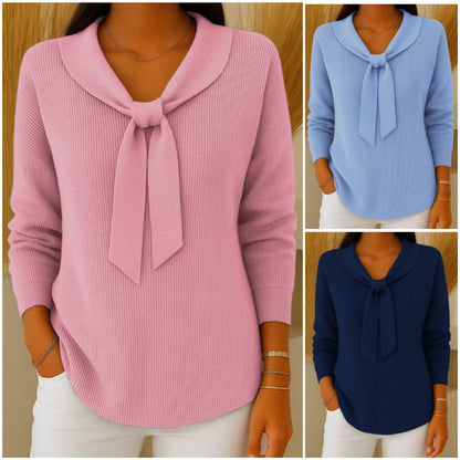 🌸🎀✨【S–2XL】Ženski enobarvni pulover z vezanjem spredaj · udoben, ohlapen kroj · zimska ponudba