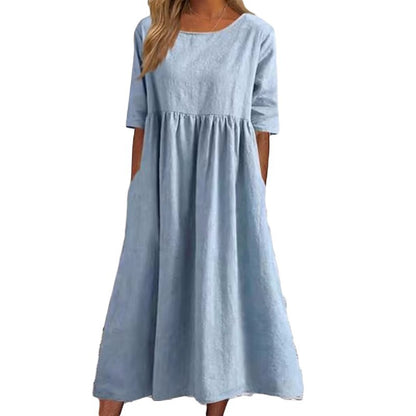 💥👗【S-5XL】2025 Bawełniana Casualowa Sukienka Z Kieszeniami