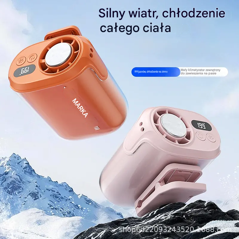 🌀 Wentylator bez użycia rąk z wyświetlaczem LED, wbudowanym klipsem i 199 poziomami regulacji