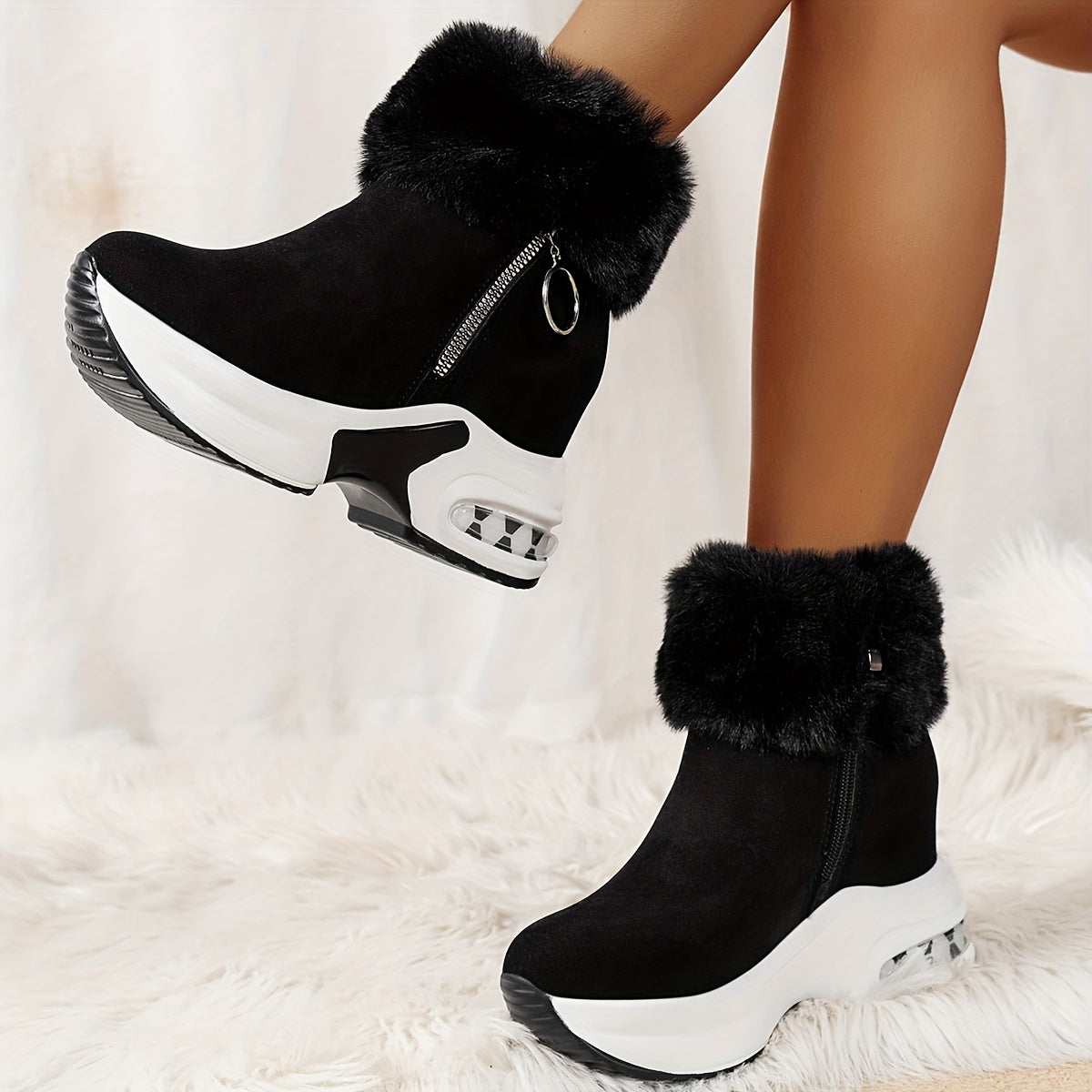 【35-43】💕2025 nowe zimowe damskie pluszowe bawełniane buty na grubej podeszwie-3778673