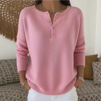 🌷💃【Nowość, gorąca sprzedaż】【S-3XL】Damski sweter w jednolitym kolorze z dekoltem w serek, luźny i swobodny styl