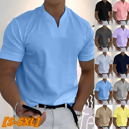 💪👔Polo deportivo para hombre en tallas grandes, de algodón elástico