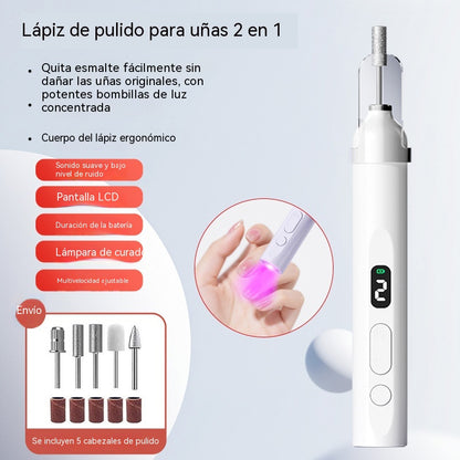 💅Lima de uñas eléctrica 2 en 1 con lámpara LED (lámpara de secado + 5 cabezales de pulido) ✅️Pago contra entrega