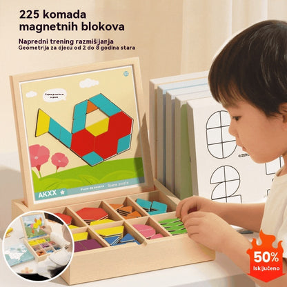 👶🌈🧩【128 dijelova】🔥Magnetska drvena tangram slagalica, dječja edukativna igračka, potiče razmišljanje