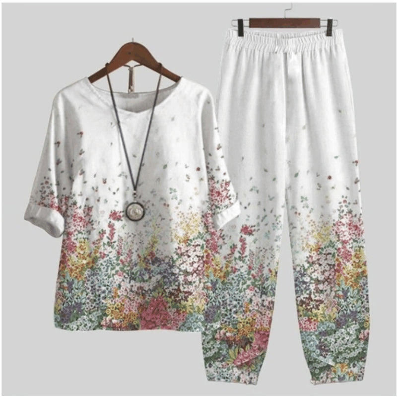 💐✨【Wysoka jakość】[S-5XL] 2025 nowy dwuczęściowy komplet z nadrukiem 【top + spodnie】