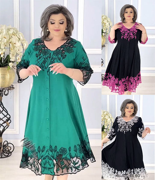 【🏆Najlepiej sprzedające się produkty】🔥🥰2024 Prosta wielokolorowa sukienka plus size-3684369
