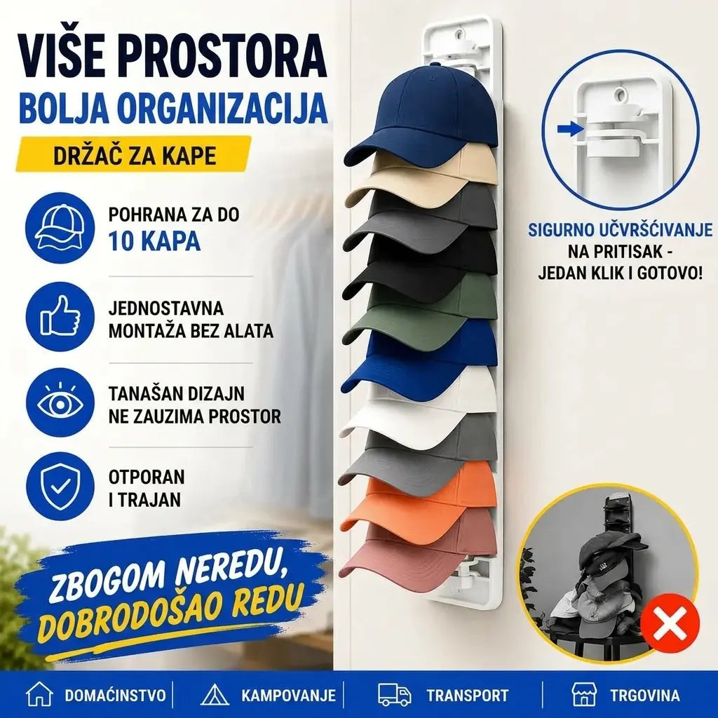 【2 komada】Organizator za šešire koji štedi prostor