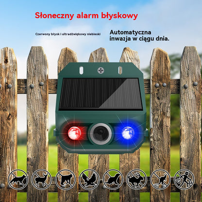 🏆🔥🔥Zewnętrzny solarny ultradźwiękowy odstraszacz ptaków z migającym światłem podczerwonym, czerwoną i niebieską diodą LED