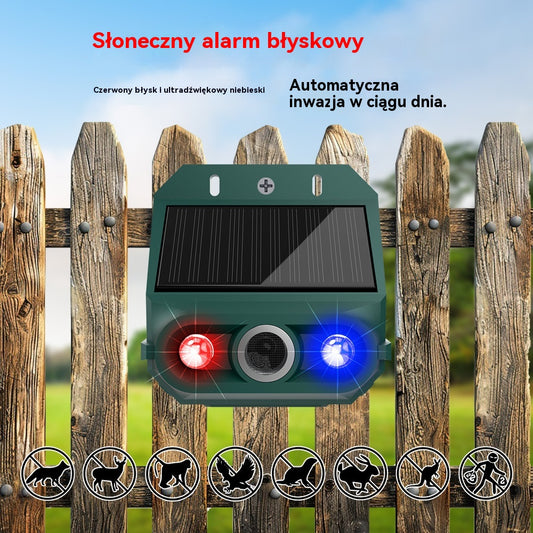 🏆🔥🔥Zewnętrzny solarny ultradźwiękowy odstraszacz ptaków z migającym światłem podczerwonym, czerwoną i niebieską diodą LED