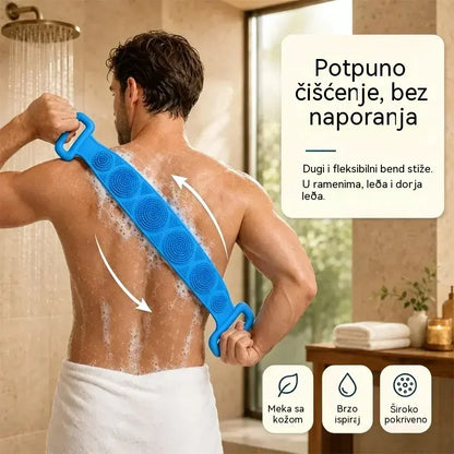 🔥Kupite jedan, drugi dobijete gratis🔥🛁 Dvostrane silikonske rukavice za kupanje – Izuzetno duga četka za piling tijela za jednostavno čišćenje leđa