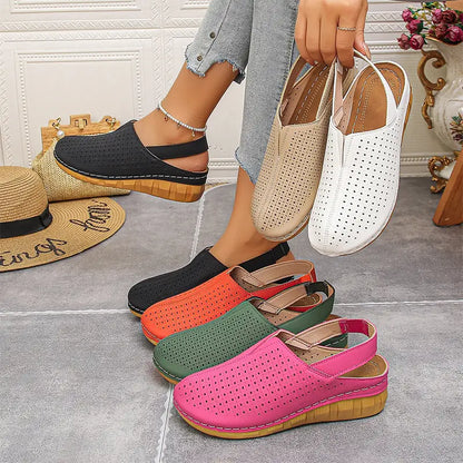 🌿👡 【Oferta limitada mitad de precio】(tallas 36-43) Zapatos de verano 2026 de cuero genuino: diseño slip-on con plataforma cómoda, modelo perforado transpirable para exterior