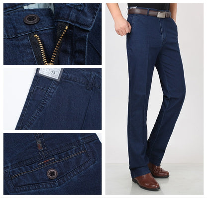 👖👖【Oferta por tiempo limitado al 50%】Jeans elásticos de alta calidad para hombre, diseño entallado, corte recto holgado, transpirables y cómodos.