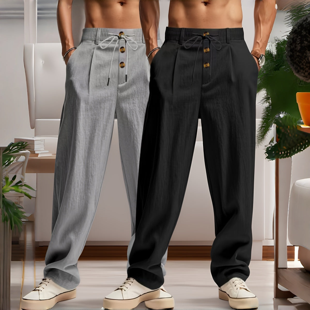 👖👖 ¡Oferta por tiempo limitado al 50% de descuento! Pantalones caseros de hombre de alta calidad, corte entallado y recto, transpirables y cómodos.