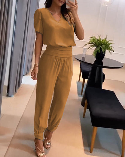 Dwuczęściowy damski komplet w casualowym stylu-3930030