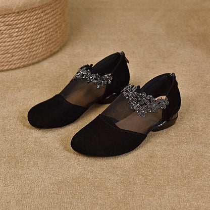 💓🏆Nove ženske cipele s niskom petom, izdubljenim rubom 【35-41】Mreža, patentni zatvarač, cvjetni dizajn