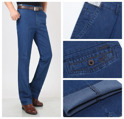 👖👖【Oferta por tiempo limitado al 50%】Jeans elásticos de alta calidad para hombre, diseño entallado, corte recto holgado, transpirables y cómodos.