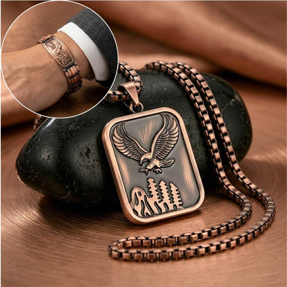 🔥【Pulsera + Collar】Pulsera magnética para hombre con diseño de águila