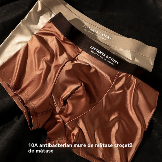 🔥【6 sztuk】Nowe męskie bokserki z lodowego jedwabiu, letnie przewiewne bokserki satynowe