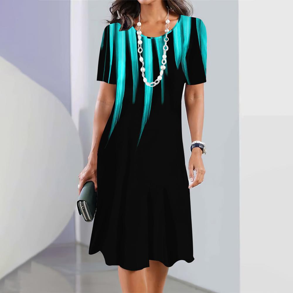🔥【50% zniżki na gorącą wyprzedaż】🔥【S-5XL】Letnia elegancka sukienka retro z okrągłym dekoltem
