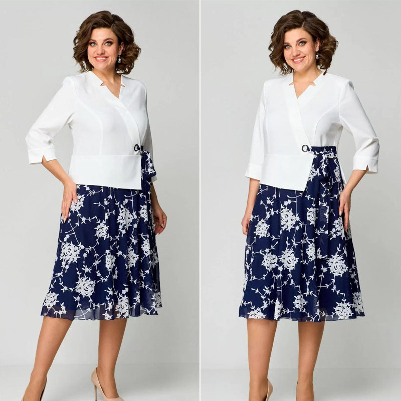 💃【S-5XL】Vestido nuevo 2026 azul y blanco fresco 💃 Vestido de gasa de alta calidad para mujer elegante