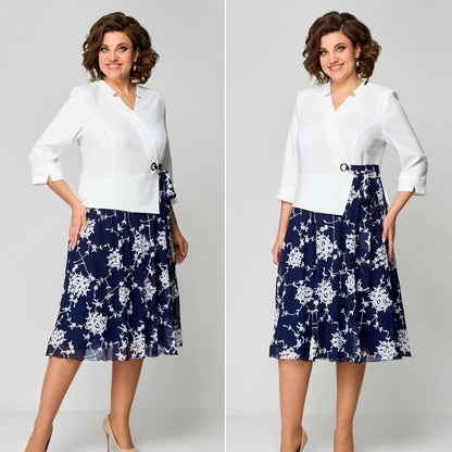 💃【S-5XL】Vestido nuevo 2026 azul y blanco fresco 💃 Vestido de gasa de alta calidad para mujer elegante