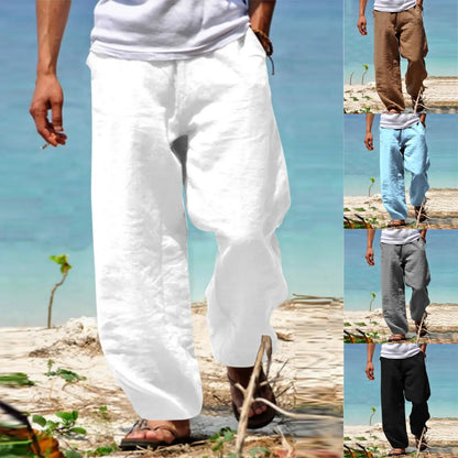 👖🕺【Połowa ceny 🔥】【S–5XL】😍 Męskie spodnie plus size na lato – proste i szerokie nogawki, jednolity kolor, wiązanie w pasie, styl casual i przewiewny materiał.