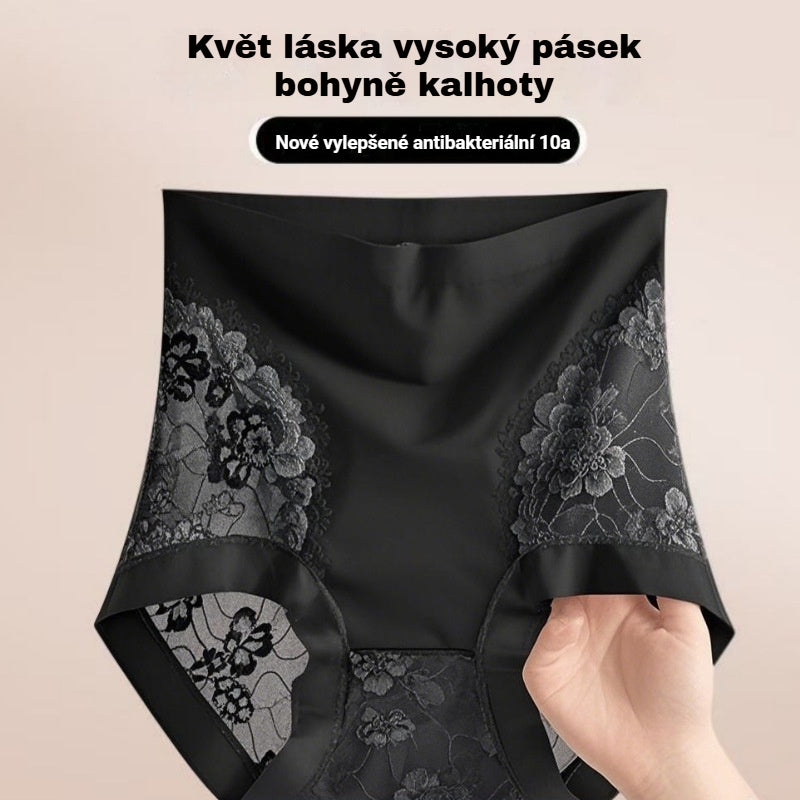 🎀🩲【Balení 5 kusů】🔥【40-120 kg】Dámské krajkové kalhotky, bezešvé, vysoká elasticita, kontrola bříška a zvednutí hýždí