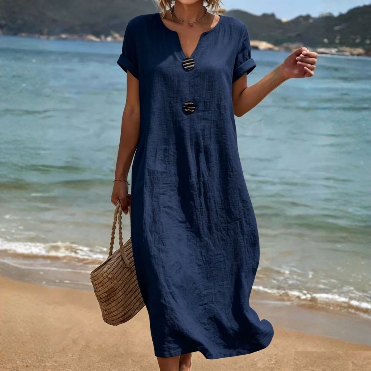 ✨【S-3XL】Vestido elegante de lino y algodón – Comodidad y frescura