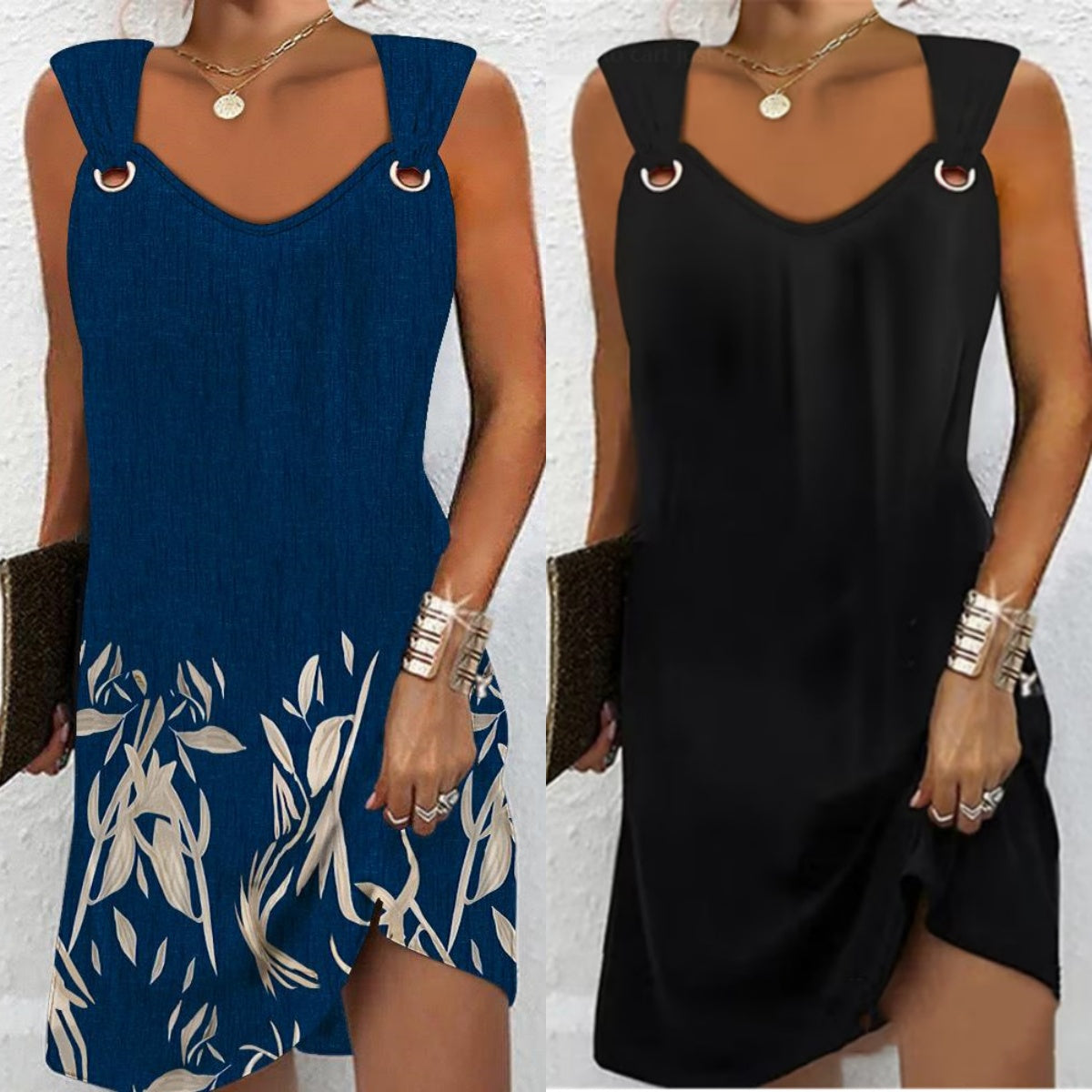 🤍【S-2XL】💌2025 Wiosna i Lato Nowa Sukienka Bez Rękawów Z Dekoltem W Serek Zapinana Na Metalowe Guziki🔥