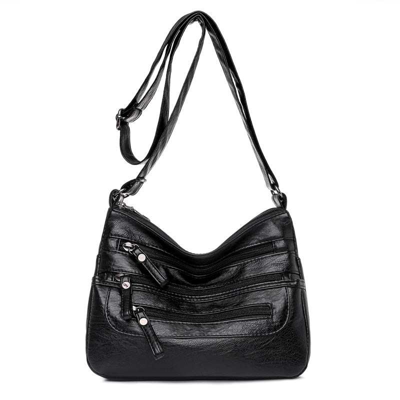 🔥【50% de descuento】Nuevo bolso bandolera de piel lavada de gran capacidad para mujer