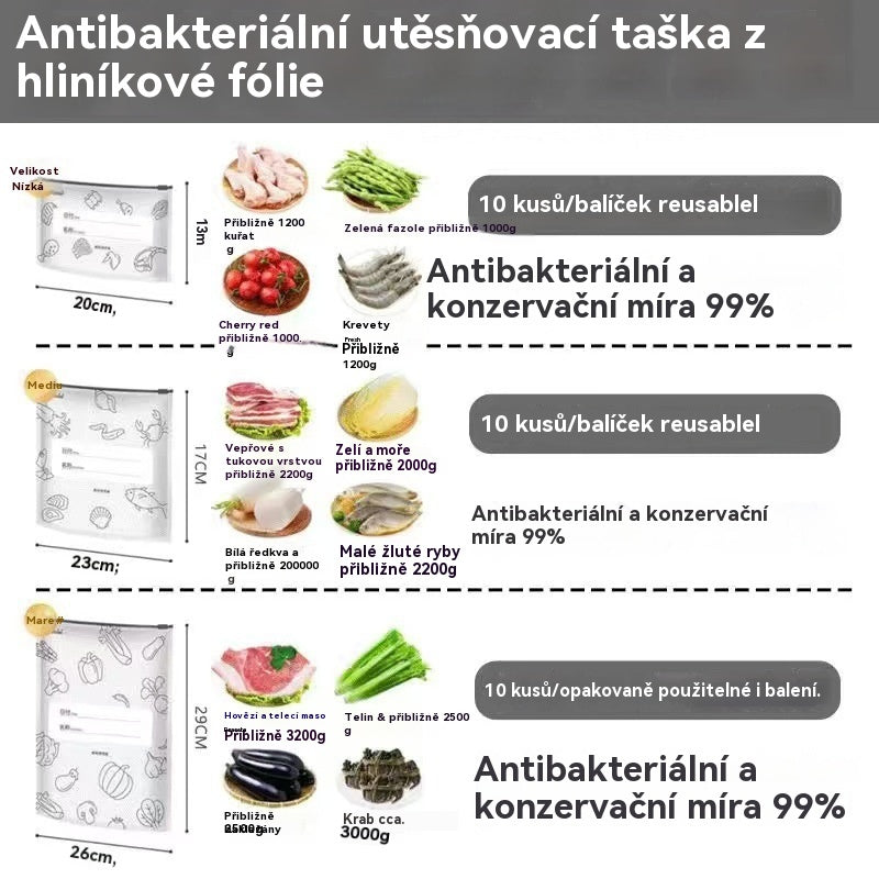 Novinka – sleva 50 %💖🥩【30kusů】Sáček z hliníkové fólie potravinářské kvality se zipem pro zachování čerstvosti, vhodný do domácí lednice