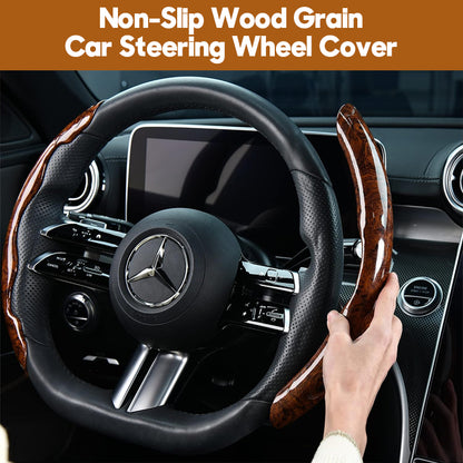 🔥🔥Bestseller w Polsce🔥🔥🚗【1 zestaw 3 sztuk】Drewniana antypoślizgowa osłona kierownicy samochodu