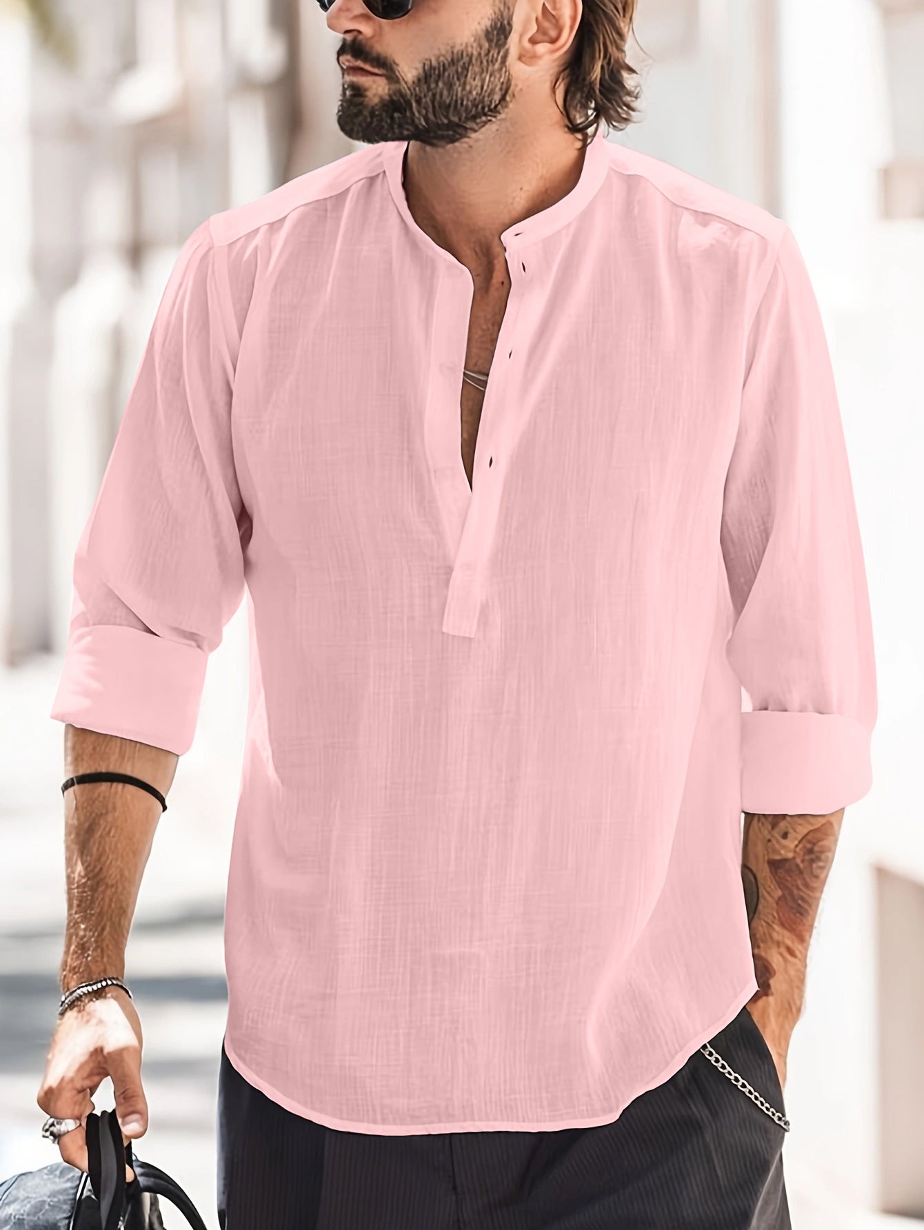 👔Camisa informal de hombre confeccionada en algodón y lino. ✅️Pago contra entrega