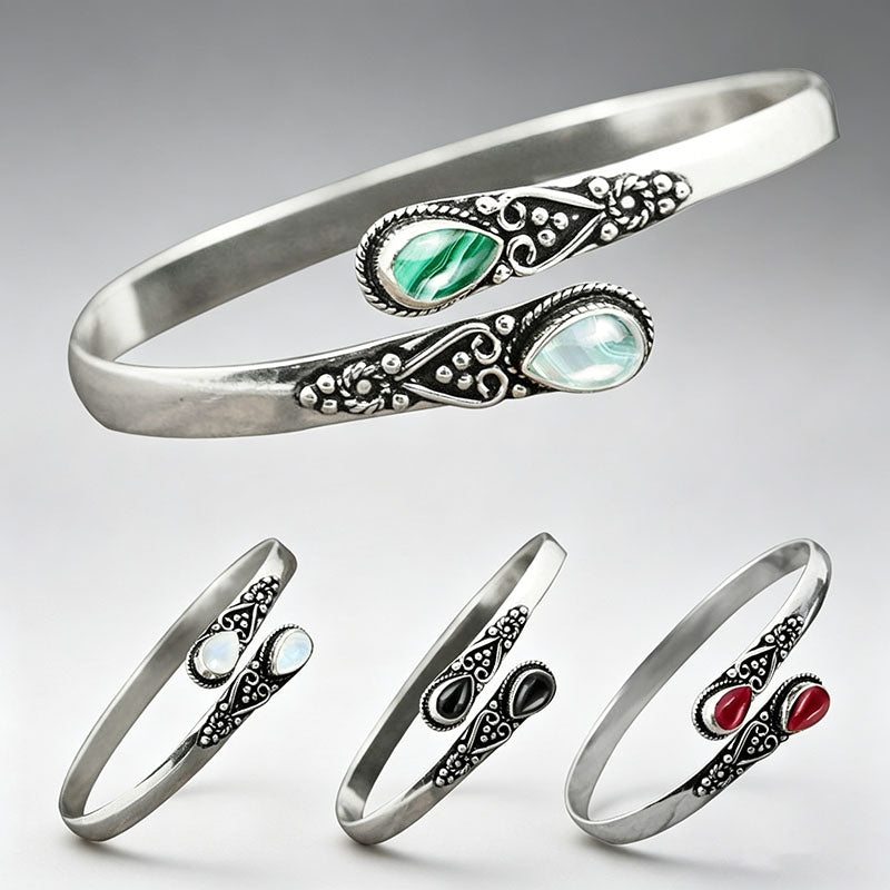 50%OFF【Compra 1 y llévate 1 gratis】--Pulsera vintage de plata S925 con ágata verde