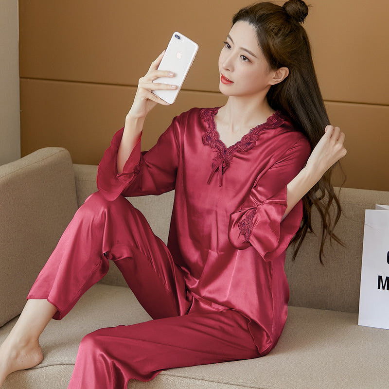 🔥 【M-4XL】 Dwuczęściowy zestaw piżamy z lodowego jedwabiu