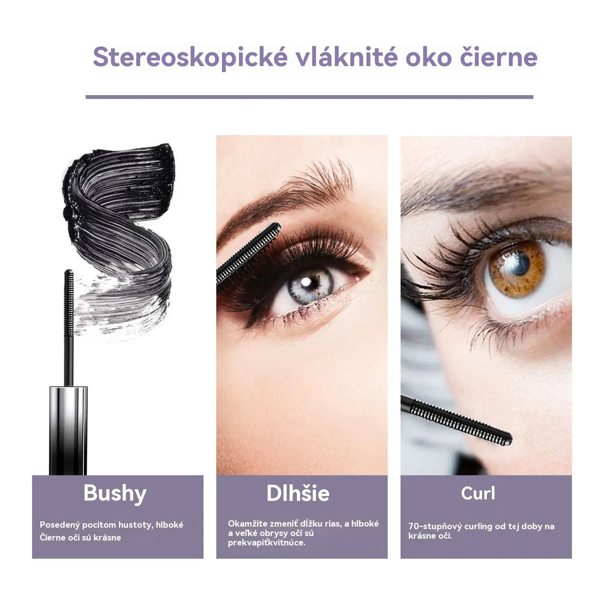 ✨🎉【2-balenie】Vodeodolná 3D maskara – Dlhotrvajúce natočenie, vodeodolná a odolná voči potu