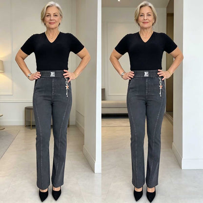 👖【високо качество】【M-4XL】Дамски еластични дънки с висока талия