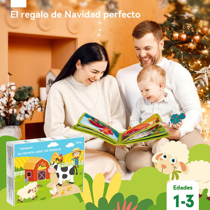 👶Un juguete infantil muy popular🎁 Libros de tela educativos de fieltro para niños pequeños:  libros de tela interactivos con temática de granja