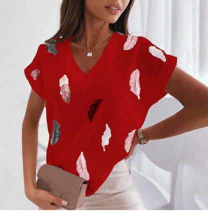 🎉🌈【Ograniczona ilość】🔥✨【S-6XL】2025 Lato Nowy Prosty Wygodny Miękki Damski T-shirt z nadrukiem 3D Piór