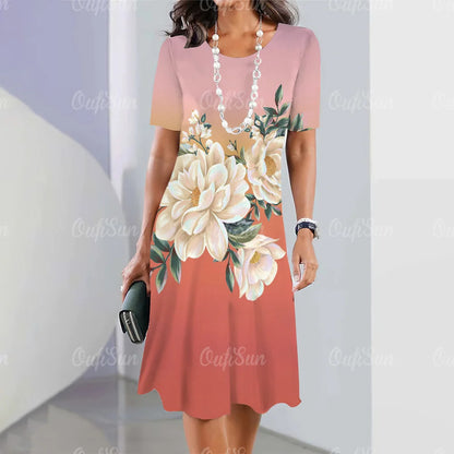 👗💖【S-5XL】Vestido sexy de cuello redondo con estampado 2025 para mujer.