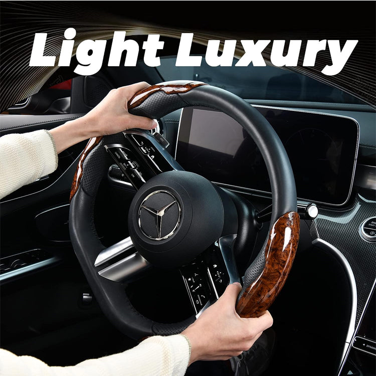 🔥🔥Bestseller w Polsce🔥🔥🚗【1 zestaw 3 sztuk】Drewniana antypoślizgowa osłona kierownicy samochodu